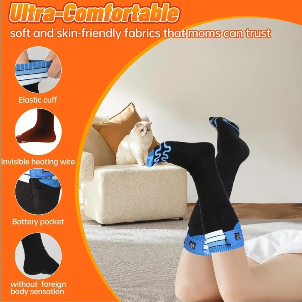 New Heated Socks for Men Women with APP Remote Control, 7.4V..